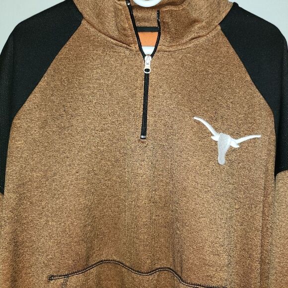 Men's Big & Tall Texas Longhorns Mesh Yolk 1/4 Zip Pullover Jacket Sz 2X Orange - Picture 6 of 7